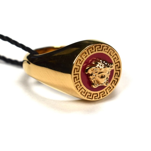 NWT VERSACE Gold Red Medusa Logo Ring - Picture 2 of 10